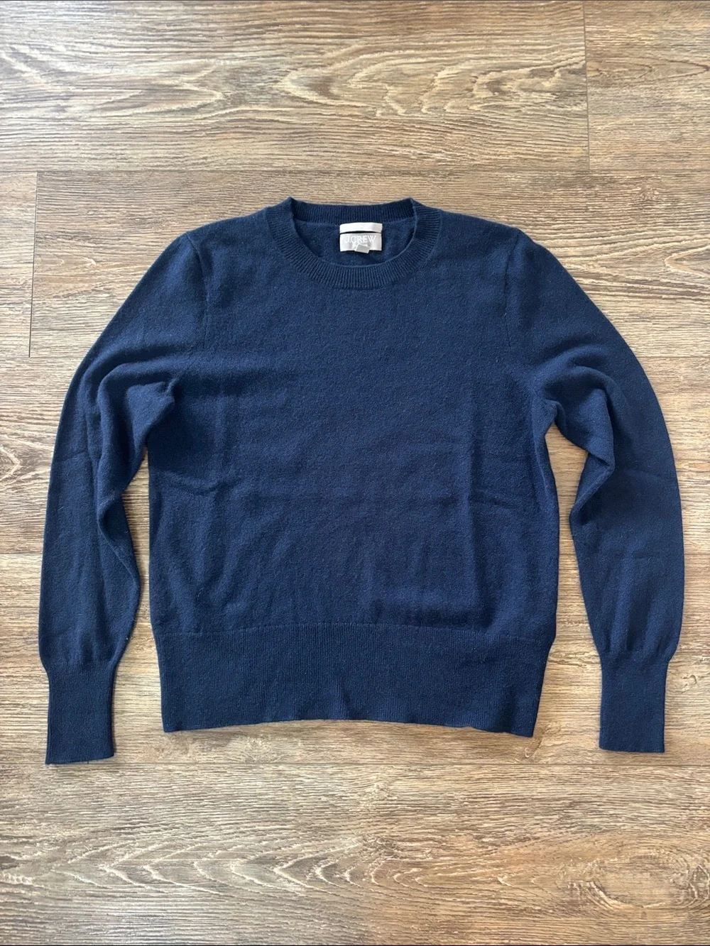J. Crew 100% Cashmere Classic-fit Crewneck Sweater Navy Blue Women's Size Medium